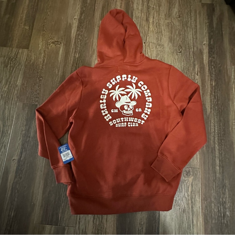 Hurley men's XL rust hooded sweatshirt NEW hoodie surf skate graphic top